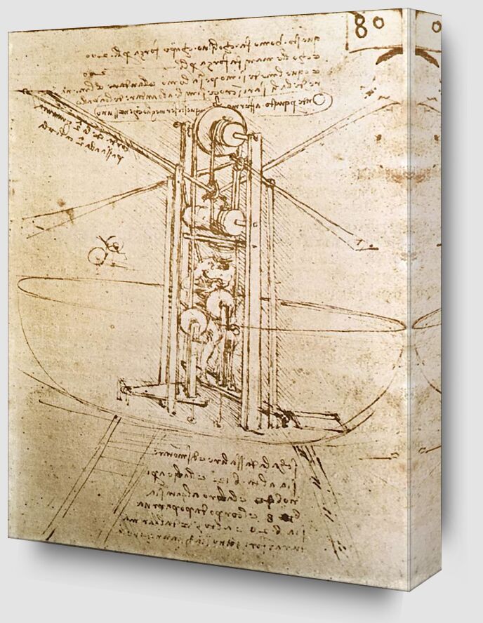 Vertically Standing Bird's-Winged Flying Machine - Leonardo da Vinci from Fine Art Zoom Alu Dibond Image