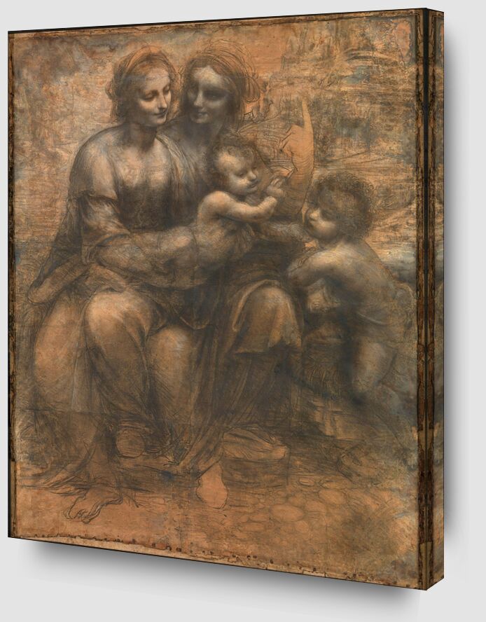 Sainte Anne, la Vierge, l'Enfant Jésus et saint Jean-Baptiste enfant - Léonard de Vinci de Beaux-arts Zoom Alu Dibond Image