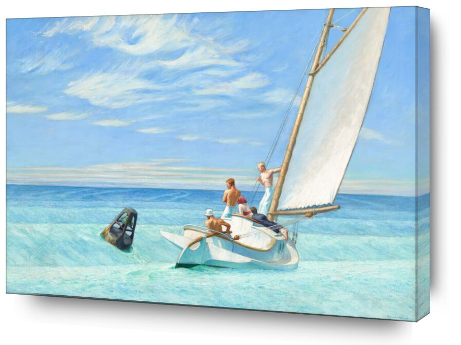 Ground Swell - Edward Hopper from AUX BEAUX-ARTS, Prodi Art, sail, Edward Hopper, Sun, summer, beach, sea, boat, sailors