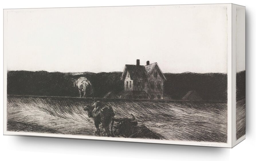 American Landscape - Edward Hopper from Fine Art, Prodi Art, Edward Hopper, landscape, pencil drawing, nature, cow, peasant, agriculture