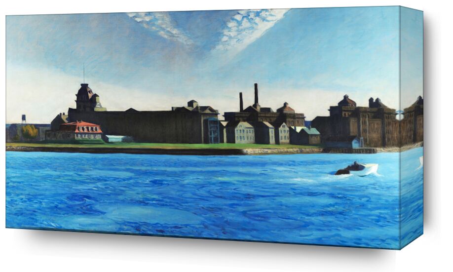 Blackwell Island - Edward Hopper from Fine Art, Prodi Art, Edward Hopper, island, boat, New-York, factory, sky, blue