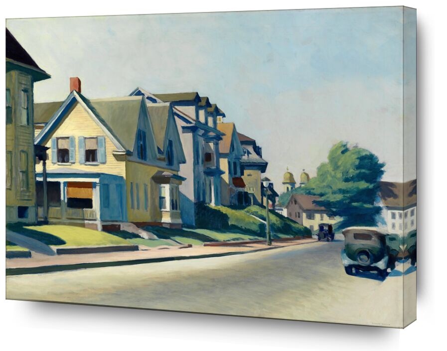 Sun on Prospect Street (Gloucester, Massachusetts) desde Bellas artes, Prodi Art, Edward Hopper, pintura, ciudad, calle, América, casa