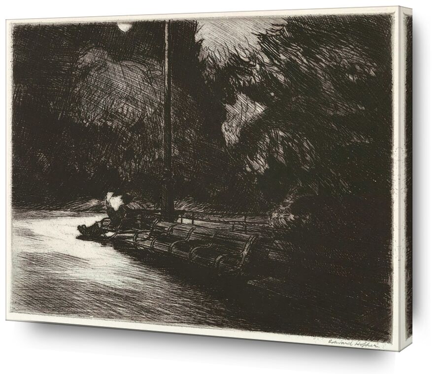 Nacht im Park - Edward Hopper von Bildende Kunst, Prodi Art, Edward Hopper, Nacht, Park, lesen, Tagebuch