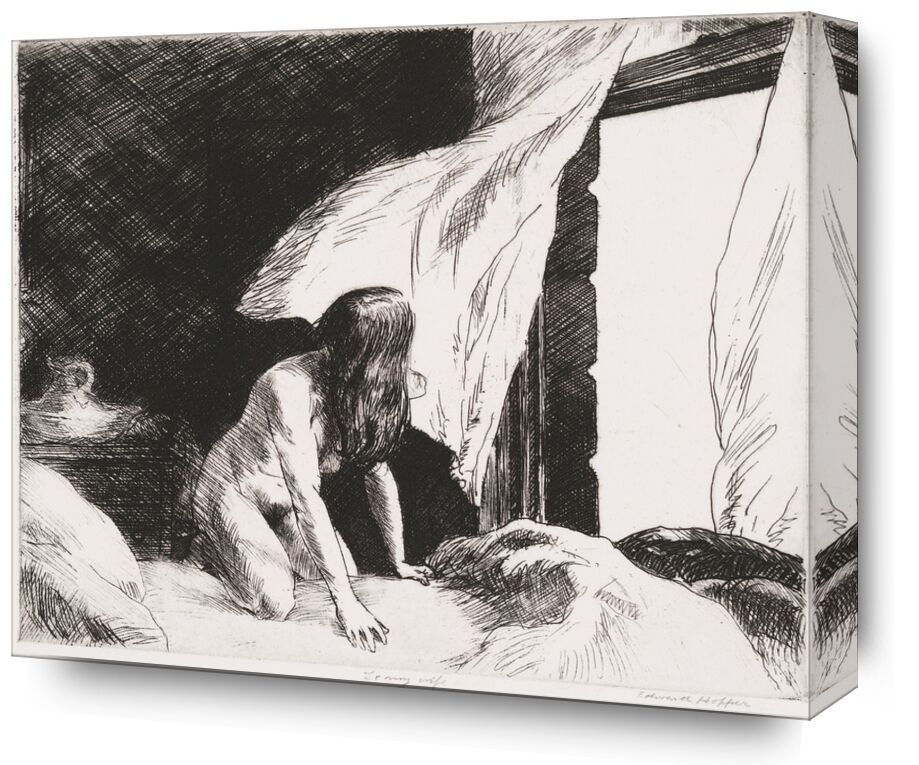 Evening Wind - Edward Hopper from Fine Art, Prodi Art, naked, woman, black-and-white, pencil, drawing, Edward Hopper, nude