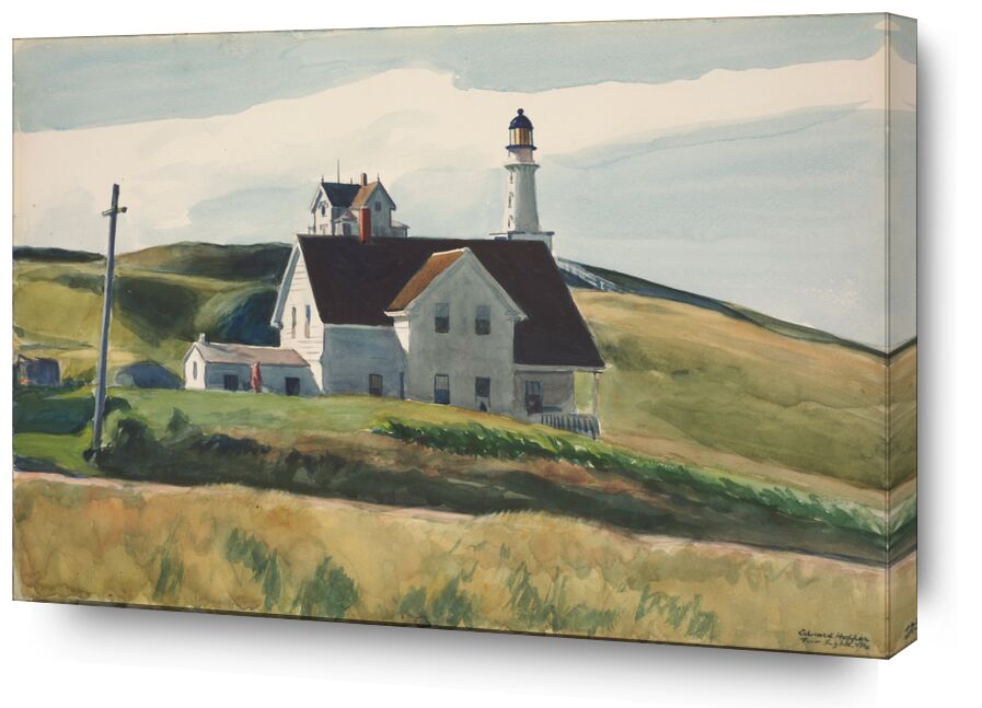 Hill and Houses, Cape Elizabeth, Maine desde Bellas artes, Prodi Art, Edward Hopper, casas, paisaje, colinas, prados, faro, campo