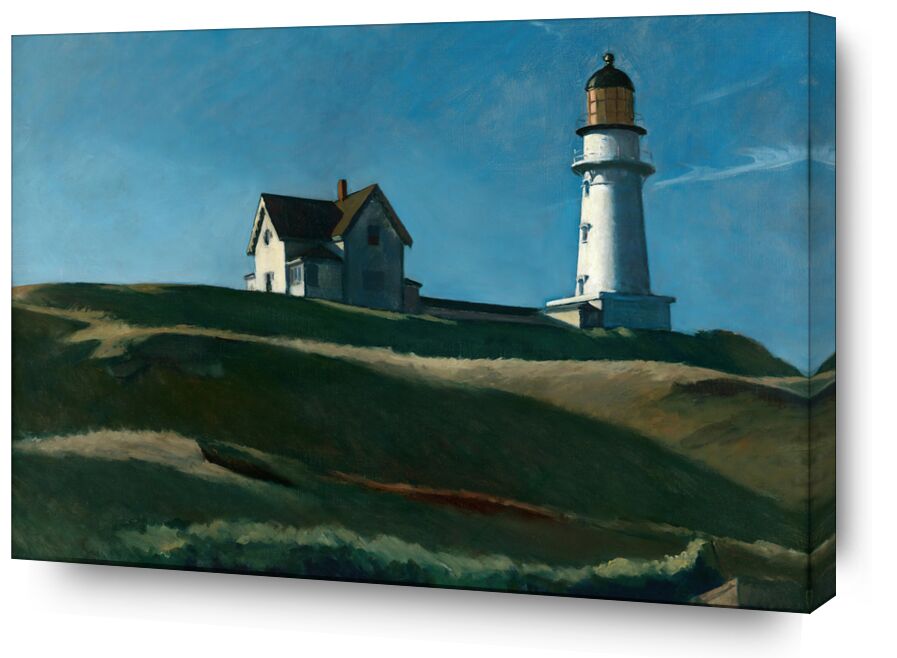 Leuchtturm-Hügel - Edward Hopper von Bildende Kunst, Prodi Art, Edward Hopper, Leuchtturm, hügel, Landschaft, Wiese