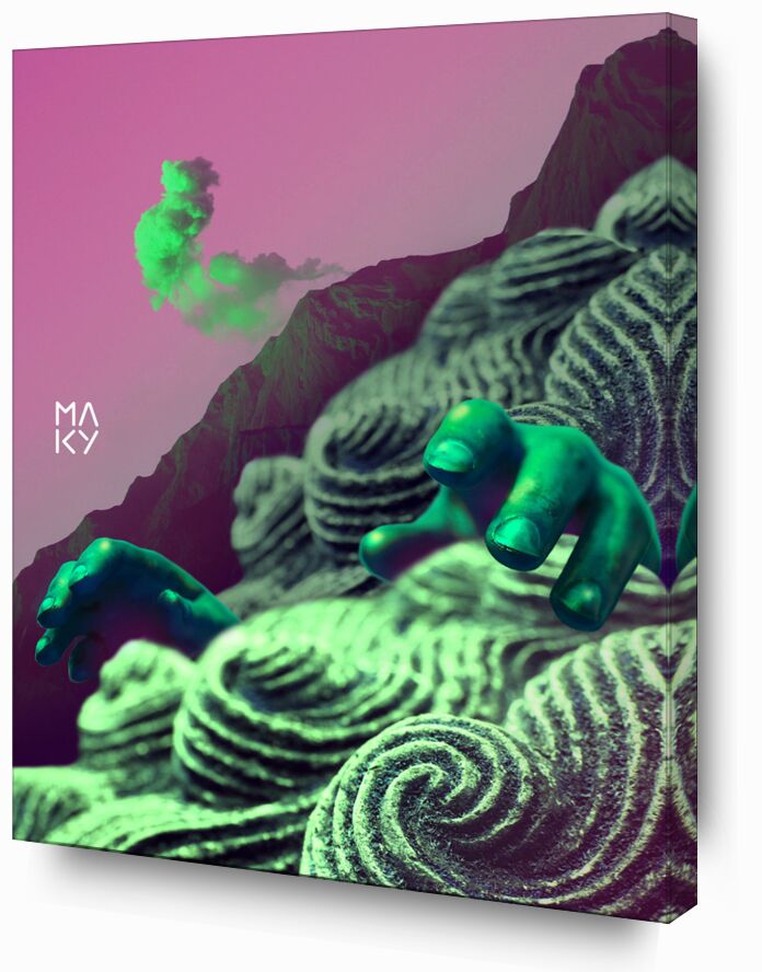 気8.2 de Maky Art, Prodi Art, la photographie, art numérique, l&#39;art visuel, volcan, vert, surréaliste