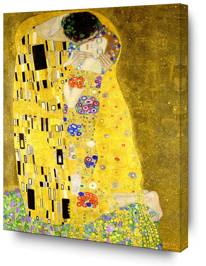 Details of the artwork The kiss - Gustav Klimt von Bildende Kunst, Prodi Art, KLIMT, Jugendstil, Kuss, Mann, Frau, Paar, Liebe, Kleid, Malerei