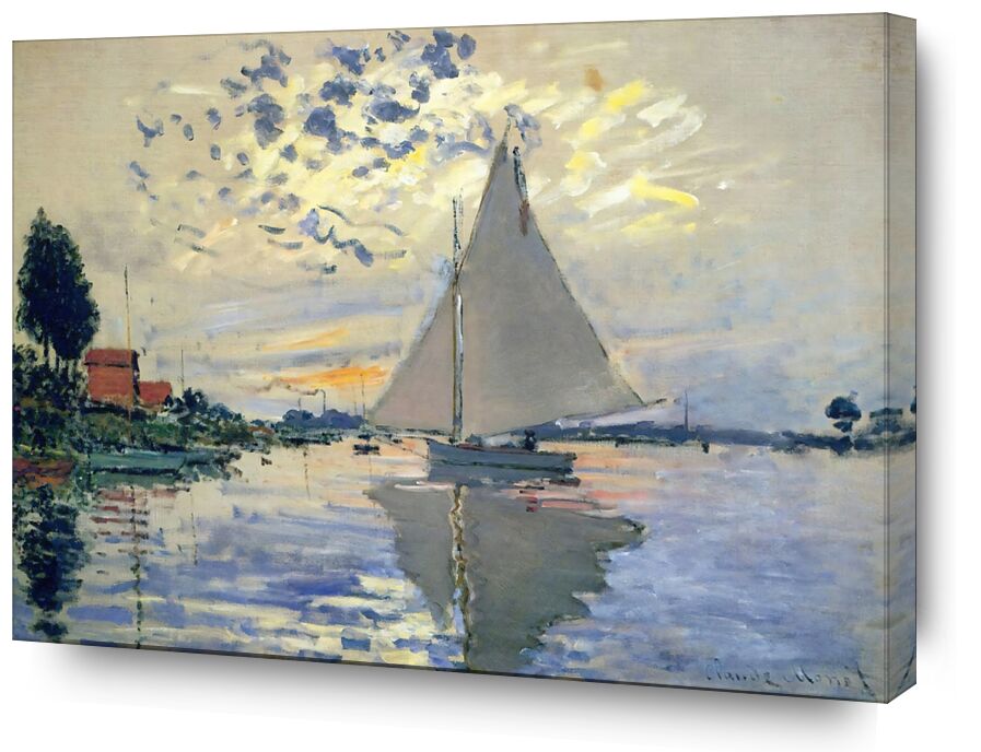 Sailboat at Le Petit-Gennevilliers 1874 desde Bellas artes, Prodi Art, monet, mar, Puerto, sol, pintura, barco, CLAUDE MONET, ola