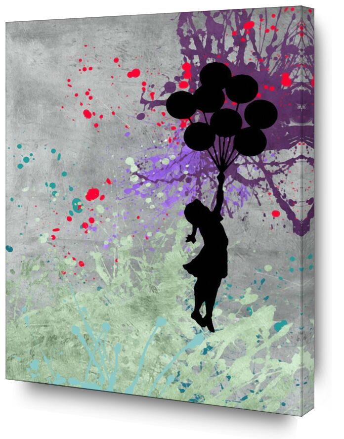 Flying Balloon Girl desde Bellas artes, Prodi Art, Banksy, pintura, art, arte callejero, niña, globos, chica globo volador
