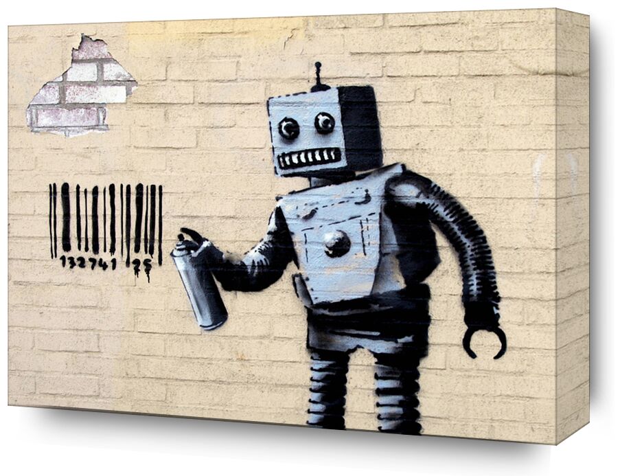 Robot - BANKSY from Fine Art, Prodi Art, bar code, street art, robot, banksy