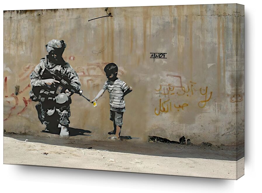 Peace - BANKSY von Bildende Kunst, Prodi Art, BANSKY, Frieden, Krieg, Kind, Junge, Straßenkunst, Palästina