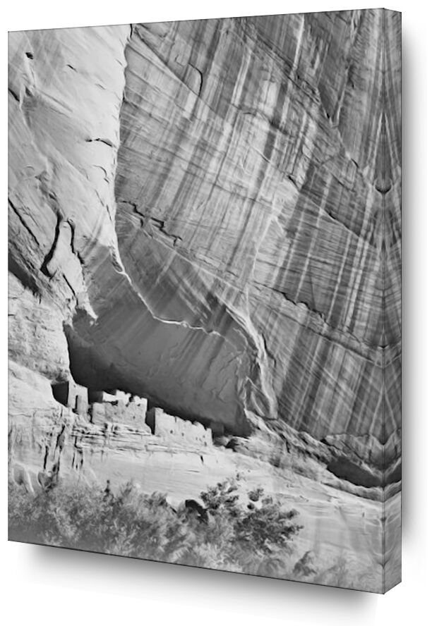 View From River Valley "Canyon De Chelly" National Monument Arizona - Ansel Adams from AUX BEAUX-ARTS, Prodi Art, ANSEL ADAMS, valley, black White, mountains, cliff