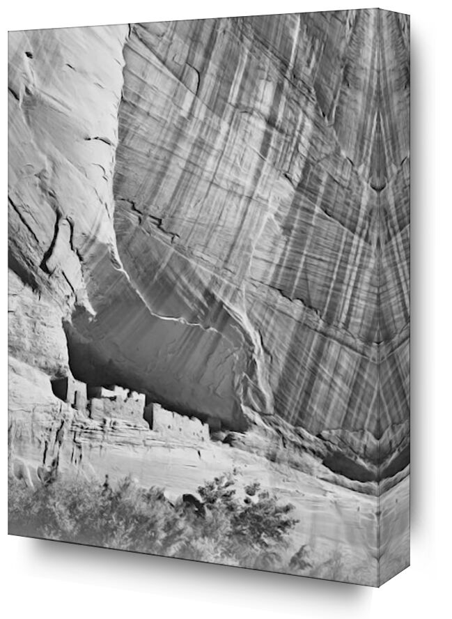 View From River Valley "Canyon De Chelly" National Monument Arizona - Ansel Adams from Fine Art, Prodi Art, ANSEL ADAMS, valley, black White, mountains, cliff