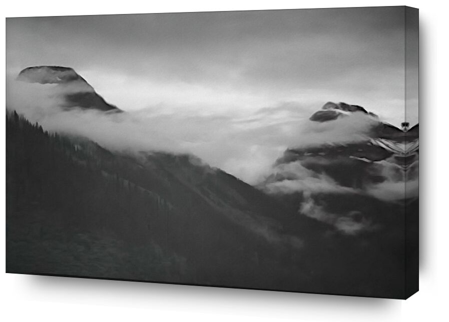 Mountain Partially Covered With Clouds desde Bellas artes, Prodi Art, ANSEL ADAMS, montañas, blanco y negro, nieve, invierno