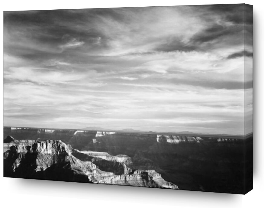 View Of Canyon In Foreground Horizon Montains desde Bellas artes, Prodi Art, ANSEL ADAMS, blanco y negro, montañas, cañón