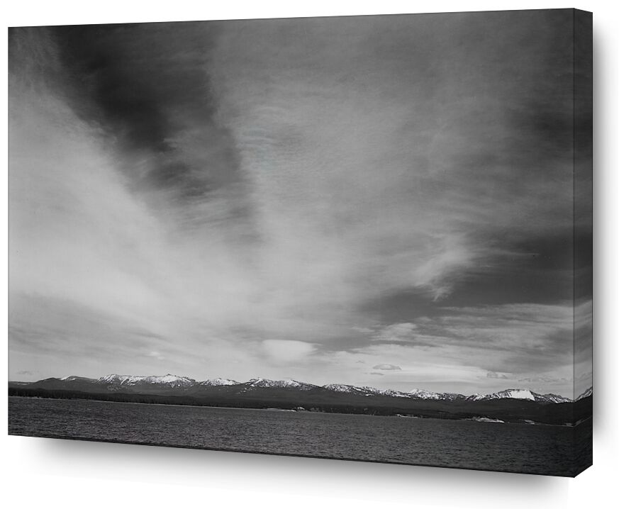 Wider Strip Of Mountains "Yellowstone Lake" - Ansel Adams from AUX BEAUX-ARTS, Prodi Art, ANSEL ADAMS, Yellowstone, mountains, sky, black-and-white