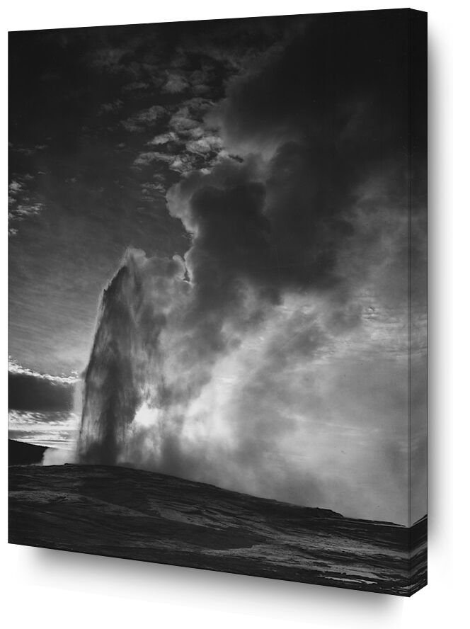 Old Faithful Geyser Yellowstone National Park - Ansel Adams from AUX BEAUX-ARTS, Prodi Art, ANSEL ADAMS, geyser, black-and-white, Yellowstone