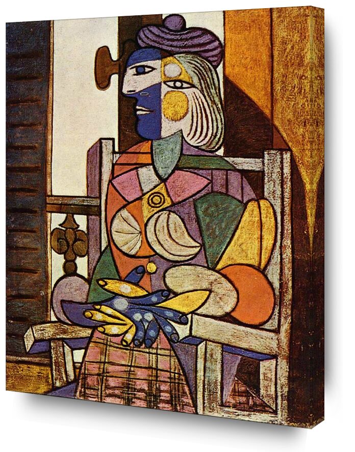 Woman Sitting in Front of The Window - Picasso von Bildende Kunst, Prodi Art, Picasso, abstrakt, Malerei, Frau