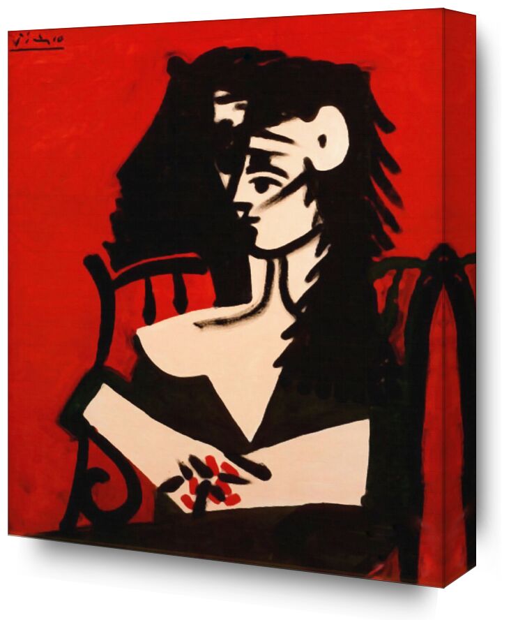 Jacqueline a Mantille Sur Fond Rouge - Picasso from Fine Art, Prodi Art, picasso, portrait, painting, red