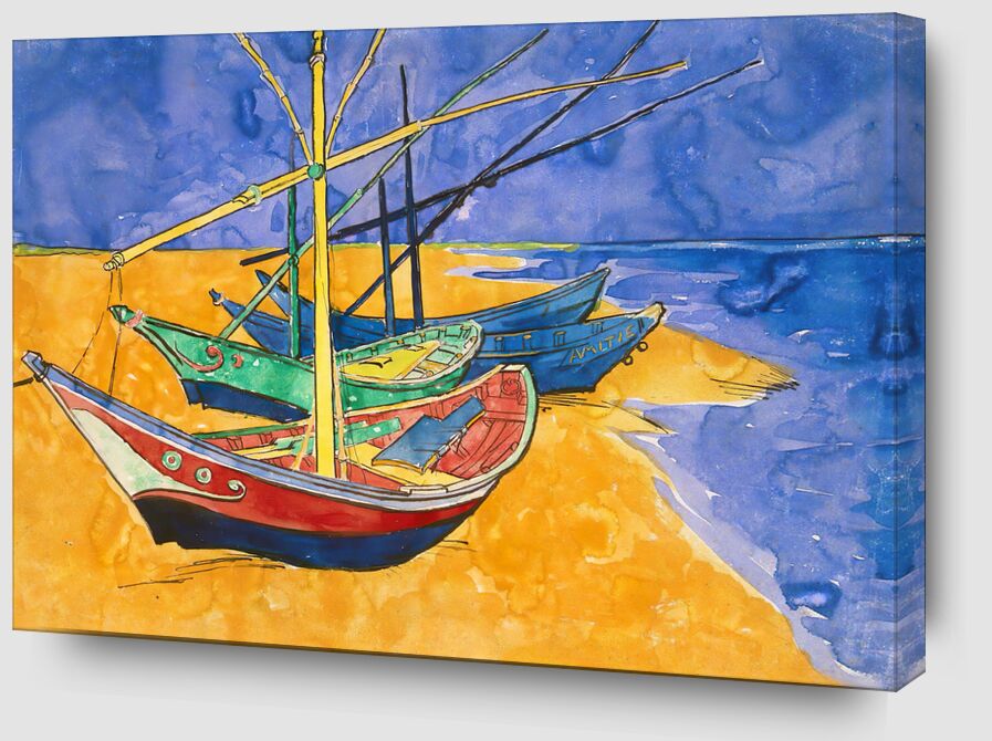 Bateaux sur la Plage de Les-Saintes-Maries - Van Gogh de Beaux-arts Zoom Alu Dibond Image