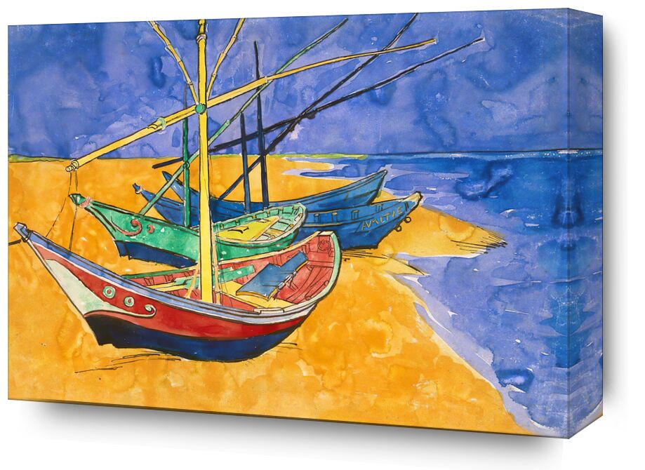 Boats on the Beach of Les-Saintes-Maries - Van Gogh from Fine Art, Prodi Art, Van gogh, painting, boat, beach, summer, sea, wave