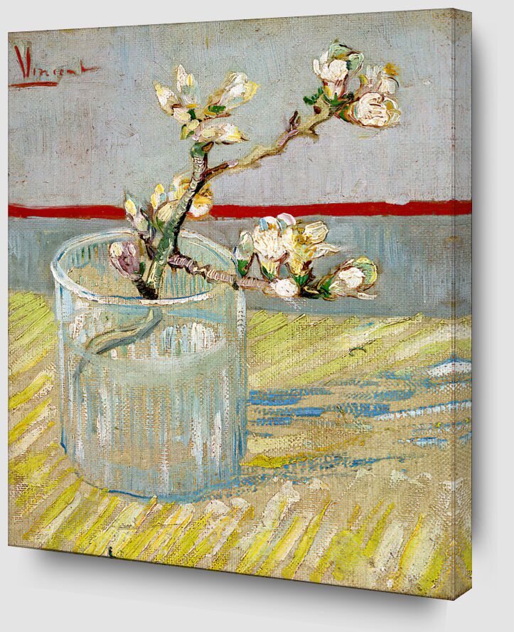 Blossoming Almond Branch in a Glass - Van Gogh von Bildende Kunst Zoom Alu Dibond Image