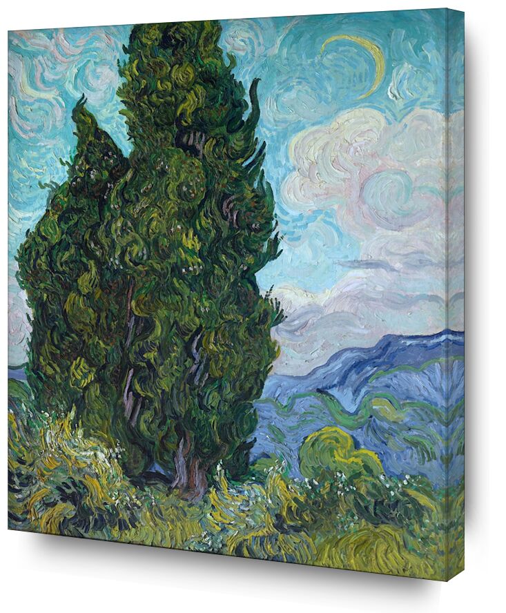 Cyprès - Van Gogh de Beaux-arts, Prodi Art, soleil, ciel, paysage, nature, cyprès, Van gogh