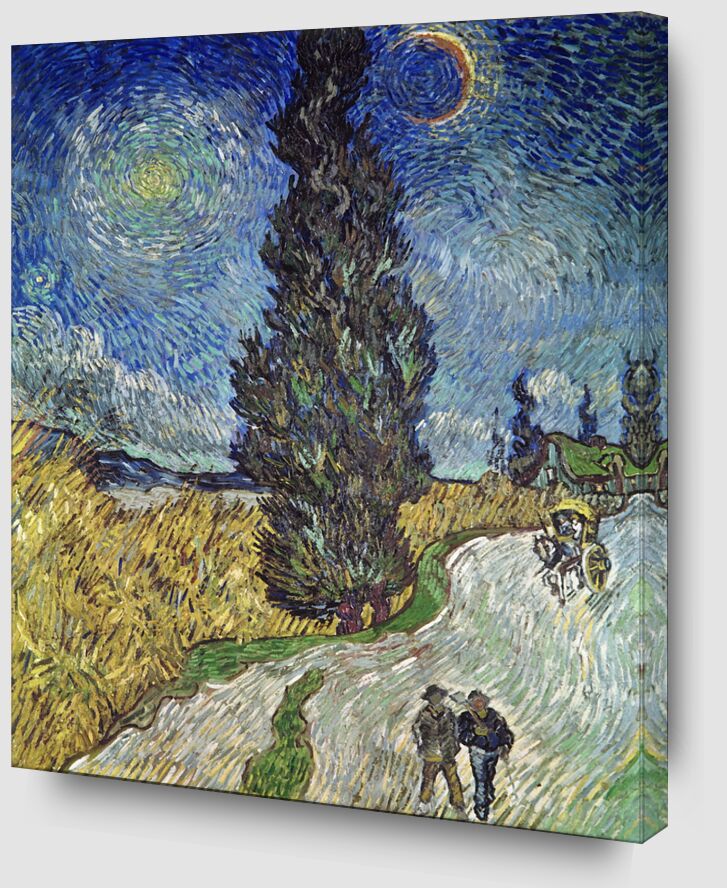 Country Road with Cypress and Star - Van Gogh von Bildende Kunst Zoom Alu Dibond Image