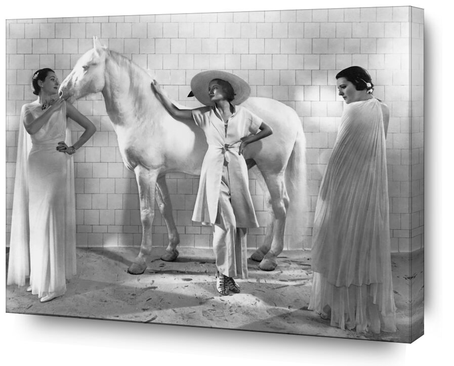 Vogue, Janvier 1936 - Edward Steichen de Beaux-arts, Prodi Art, Edward Steichen, femmes, cheval, mode, chapeau, robe