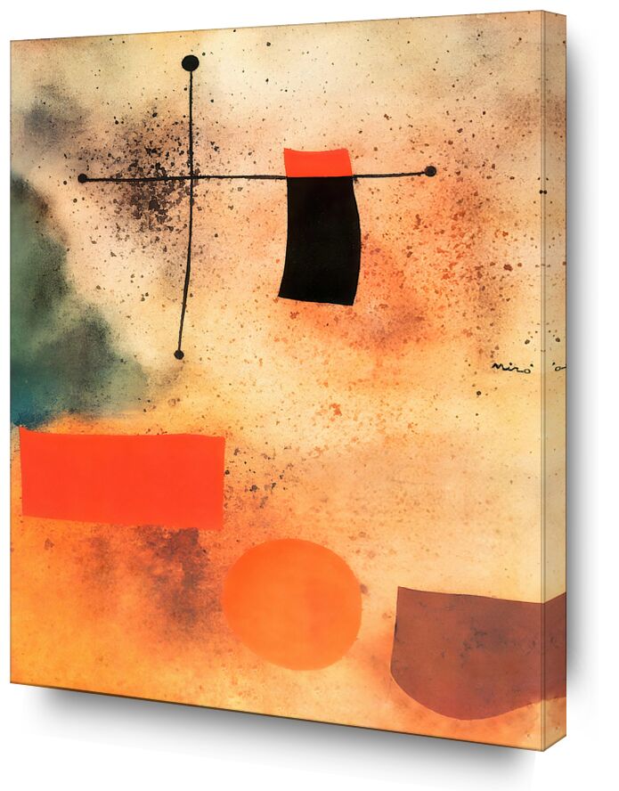 Abstract, c.1935 - Joan Miró from AUX BEAUX-ARTS, Prodi Art, Joan Miró, abstract, drawing, cross, beach