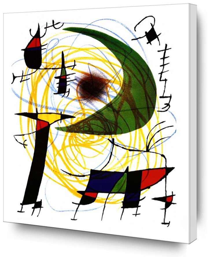 Green Moon - Joan Miró from AUX BEAUX-ARTS, Prodi Art, Joan Miró, painting, abstract, Moon, green, crayons