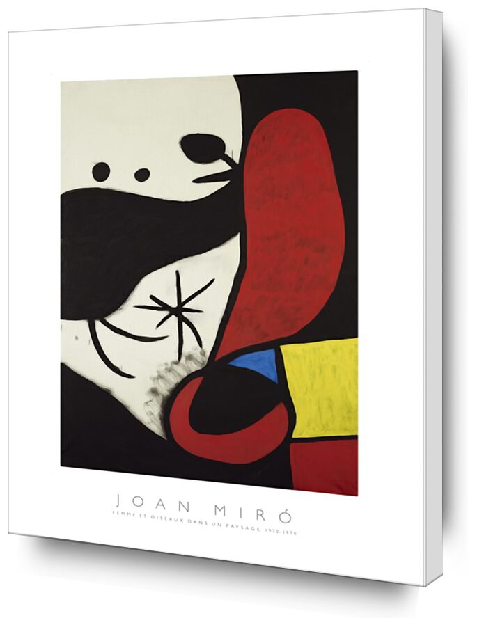 Femme et Oiseaux Dans un Paysage - Joan Miró de Beaux-arts, Prodi Art, Joan Miró, peinture, abstrait, femme, affiche, couleurs