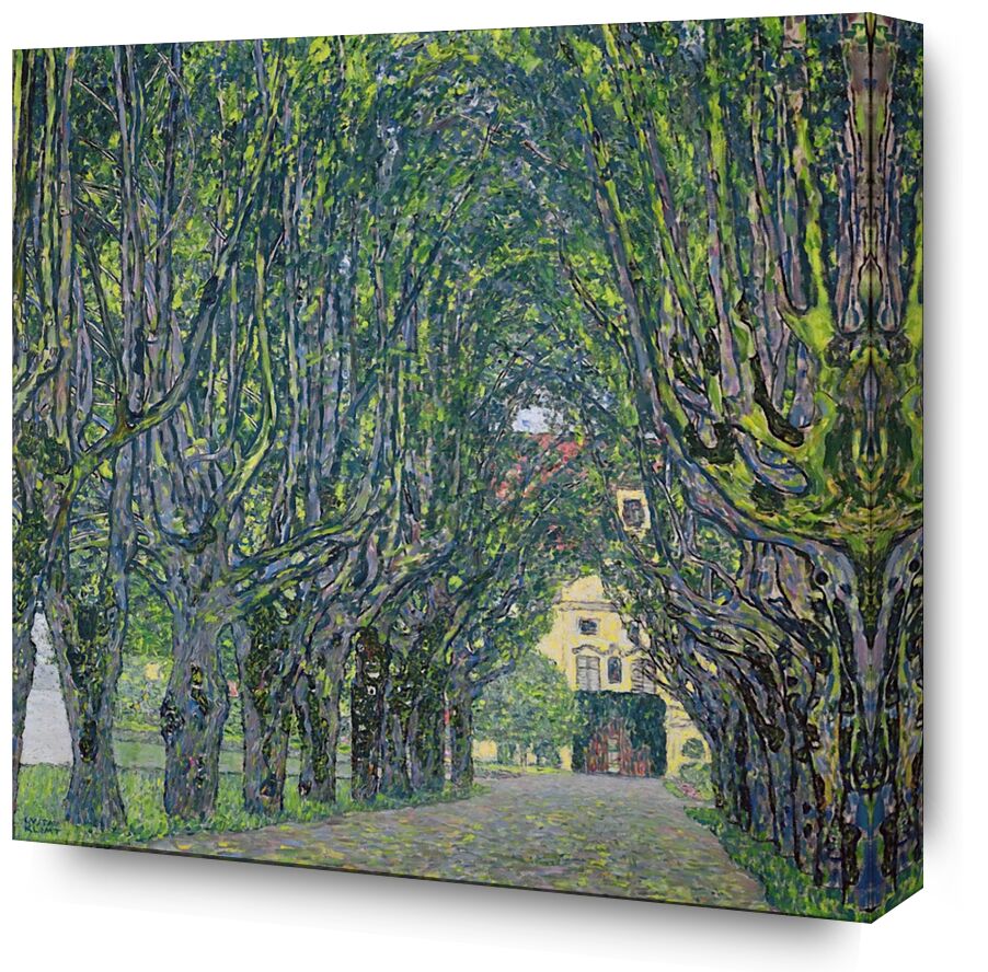 Avenue in the Park of Kammer Castle, 1912 - KLIMT from Fine Art, Prodi Art, KLIMT, painting, green, trees, House, path, alley