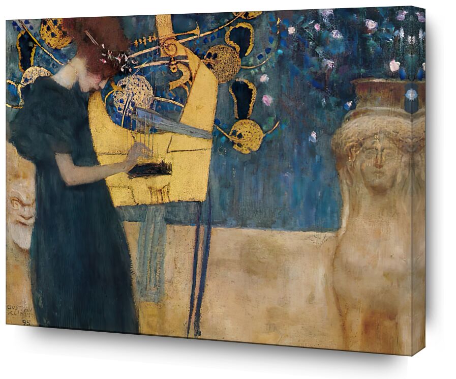 Musique, 1895 - KLIMT de Beaux-arts, Prodi Art, KLIMT, peinture, femme, musique, abstrait, vert