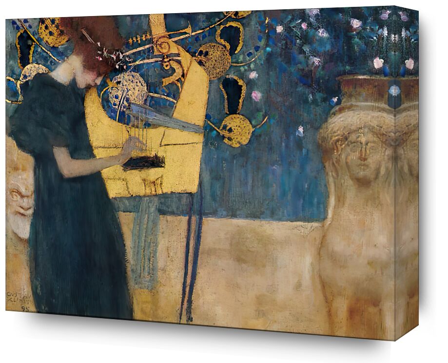 Music, 1895 - KLIMT from Fine Art, Prodi Art, KLIMT, painting, woman, music, abstract, green