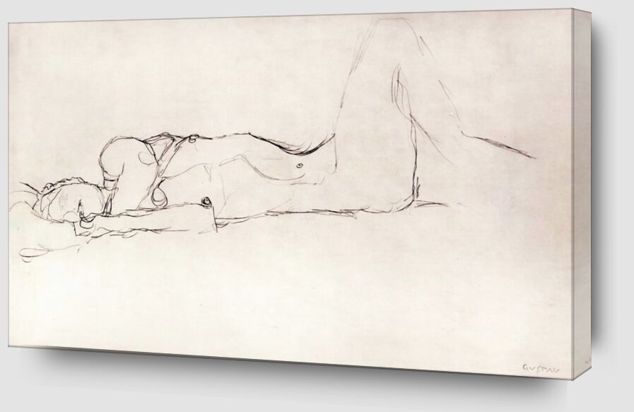 Nude Woman in Bed - KLIMT von Bildende Kunst Zoom Alu Dibond Image