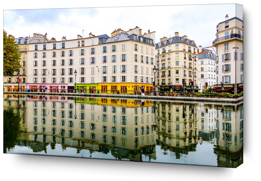 Canal Saint-Martin de Octav Dragan, Prodi Art, couleurs, bâtiments, paris, eau, couleurs, France, canalsaintmartin, eau, bâtiments