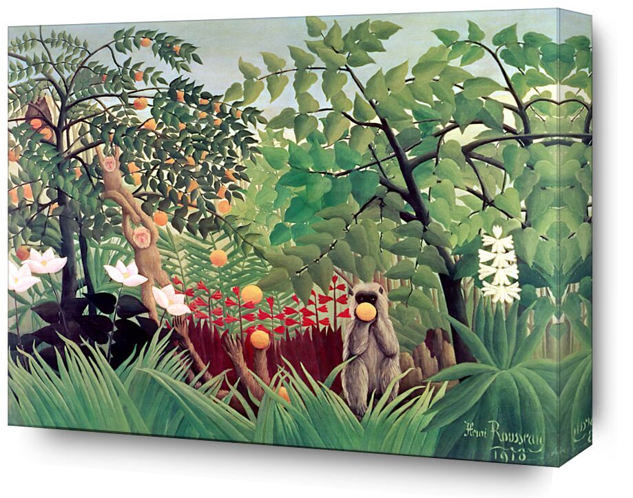 Exotic Landscape from Fine Art, Prodi Art, monkeys, forests, children, tree, wild, painting, rousseau