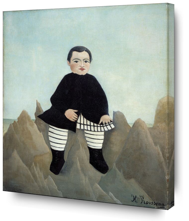 Boy on the Rocks from AUX BEAUX-ARTS, Prodi Art, child, boy, rousseau, rock, painting, portrait