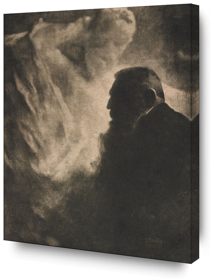 Portrait of Rodin. Photoengraving in Camera Work 1902 von Bildende Kunst, Prodi Art, Fotoabend, auguste robin, edward steichen, Schwarz und weiß, Porträt, robin