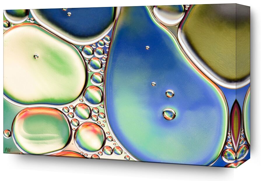 Oily bubbles #11 from Mickaël Weber, Prodi Art, color, droplets, goutelettes, drops, bubbles, Bulles, modern, modern, water, water, shapes, formes, fun, oily, oil, huile, macro, abstract, blue, orange, green
