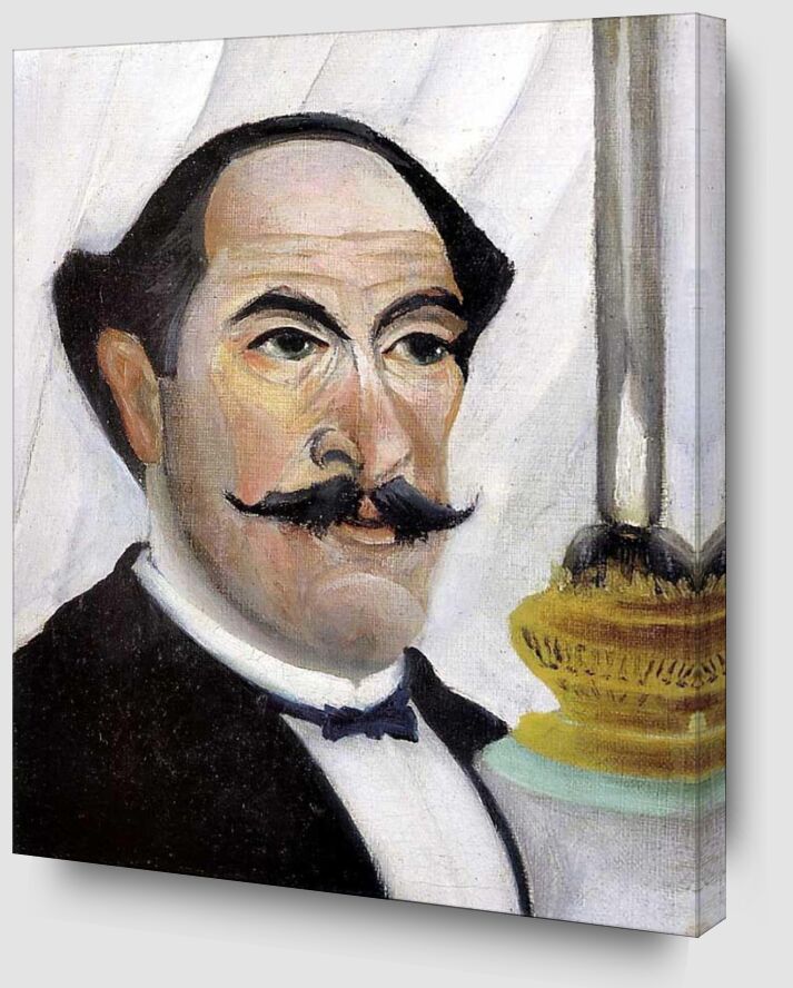 Self-portrait of the artist with a Lamp von Bildende Kunst Zoom Alu Dibond Image