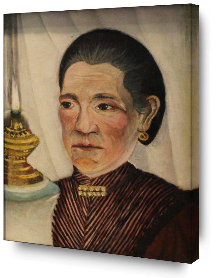 Portrait of the artist's second wife with a lamp von Bildende Kunst, Prodi Art, Rousseau, Frau, Lampe, Porträt, Ehefrau