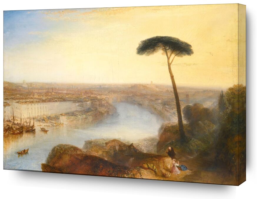 Rome, vue de l'Aventin - WILLIAM TURNER 1835 de Beaux-arts, Prodi Art, mont, Rome, WILLIAM TURNER, été, fleuve, peinture, soleil, ciel, montagnes, nature, arbre