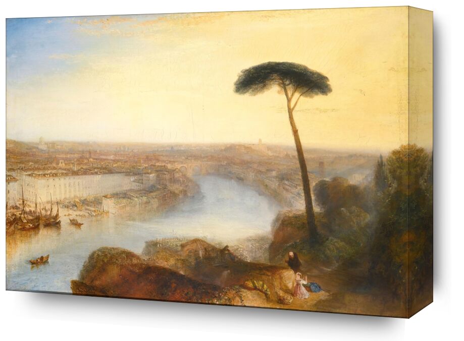 Rome, From Mount Aventine - WILLIAM TURNER 1835 from Fine Art, Prodi Art, Mountain, rome, WILLIAM TURNER, summer, River, painting, Sun, sky, mountains, nature, tree