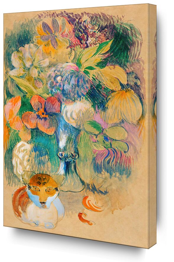 Stilleben mit Katze desde Bellas artes, Prodi Art, Renard, flores, gato, Gauguin, Paul Gauguin