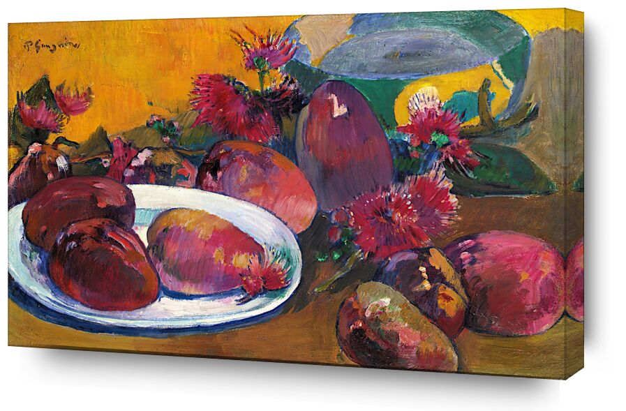 Stillleben mit Mangos von Bildende Kunst, Prodi Art, Mangos, Blumen, Gauguin, Paul Gauguin