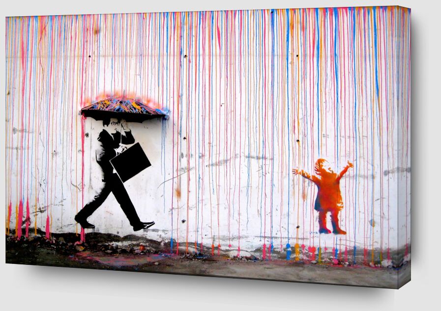 Farbiger Regen - Banksy von Bildende Kunst Zoom Alu Dibond Image