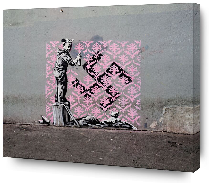 Schwarzes Mädchen versteckt Hakenkreuz - Banksy von Bildende Kunst, Prodi Art, banksy, Straßenkunst, Hakenkreuz
